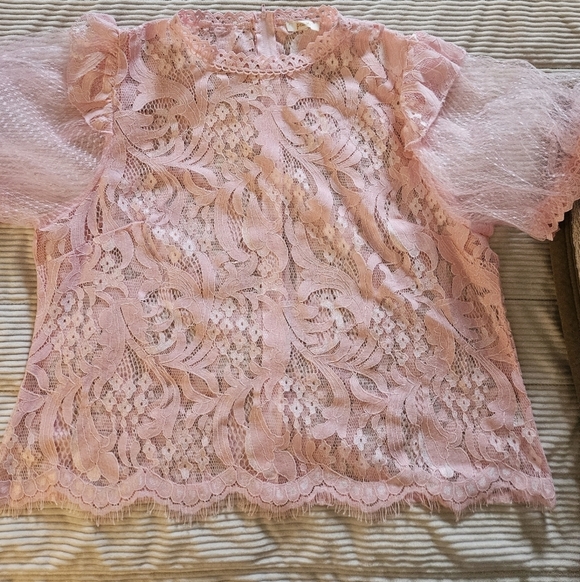 Peach Tops - Peach Womens Pink Lace Top Size 3X